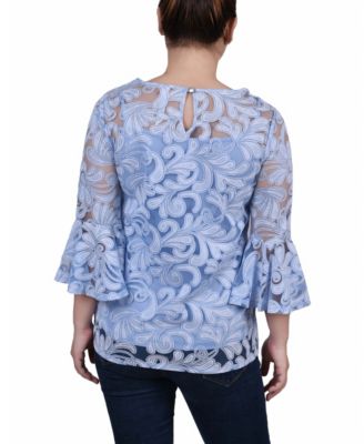 Petite Burnout Bell-Sleeve Top