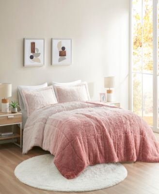 Brielle Ombre Shaggy Faux Fur 3-Pc. Comforter Set, King/California King