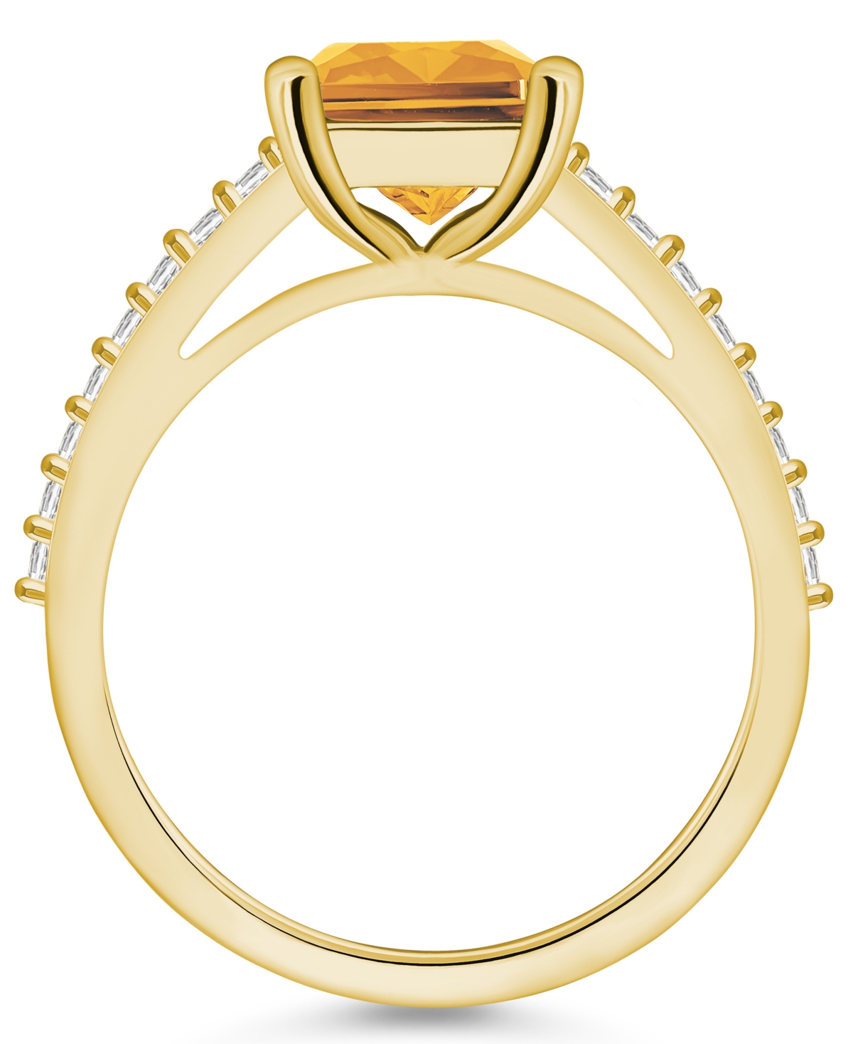 Macy's(3-1/7 ct. t.w.) and Diamond (1/4 ct. t.w.) Ring in 14K Yellow Gold - Citrine