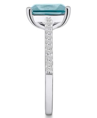 Aquamarine (3 ct. t.w.) and Diamond (1/4 ct. t.w.) Ring in 14K White Gold