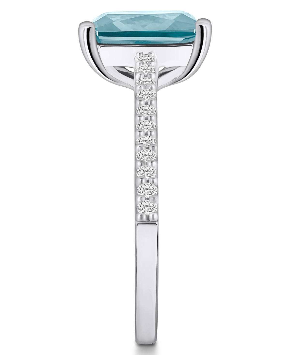 Macy's(3 ct. t.w.) and Diamond (1/4 ct. t.w.) Ring in 14K White Gold - Aquamarine