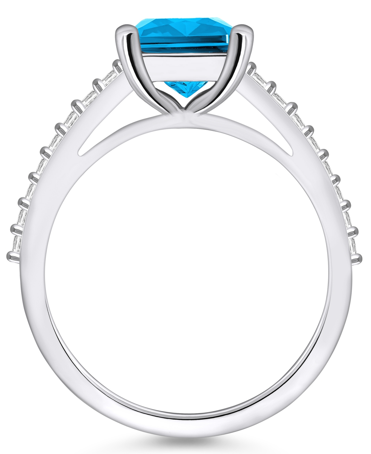 Macy's(4-1/4 ct. t.w.) and Diamond (1/4 ct. t.w.) Ring in 14K White Gold - Blue Topaz