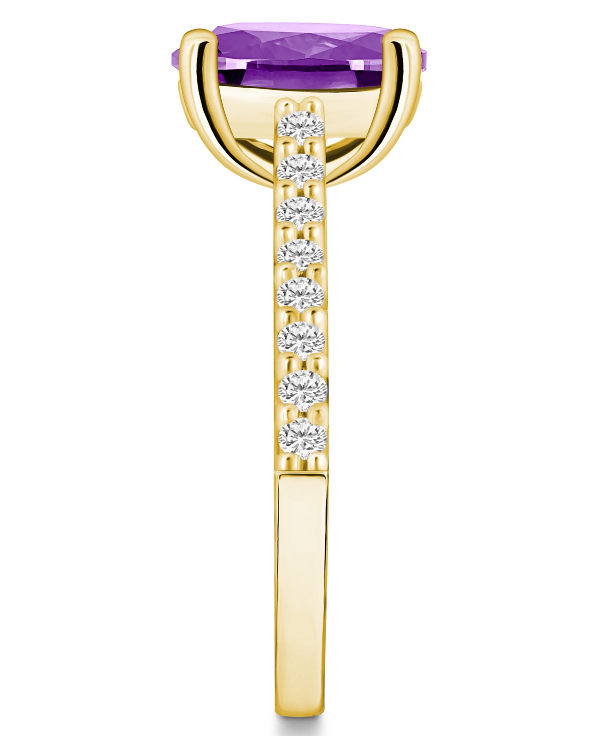Macy's(2-1/2 ct. t.w.) and Diamond (1/4 ct. t.w.) Ring in 14K Yellow Gold - Amethyst