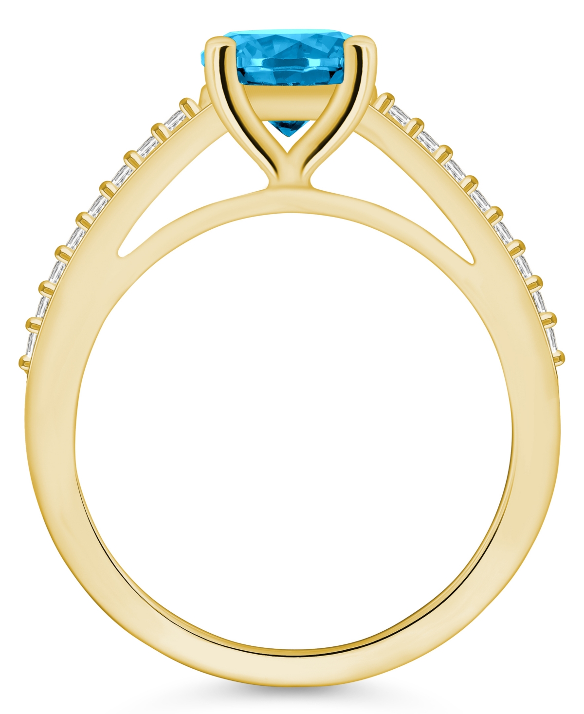 Macy's(1-5/8 ct. t.w.) and Diamond (1/6 ct. t.w.) Ring in 14K Yellow Gold - Blue Topaz