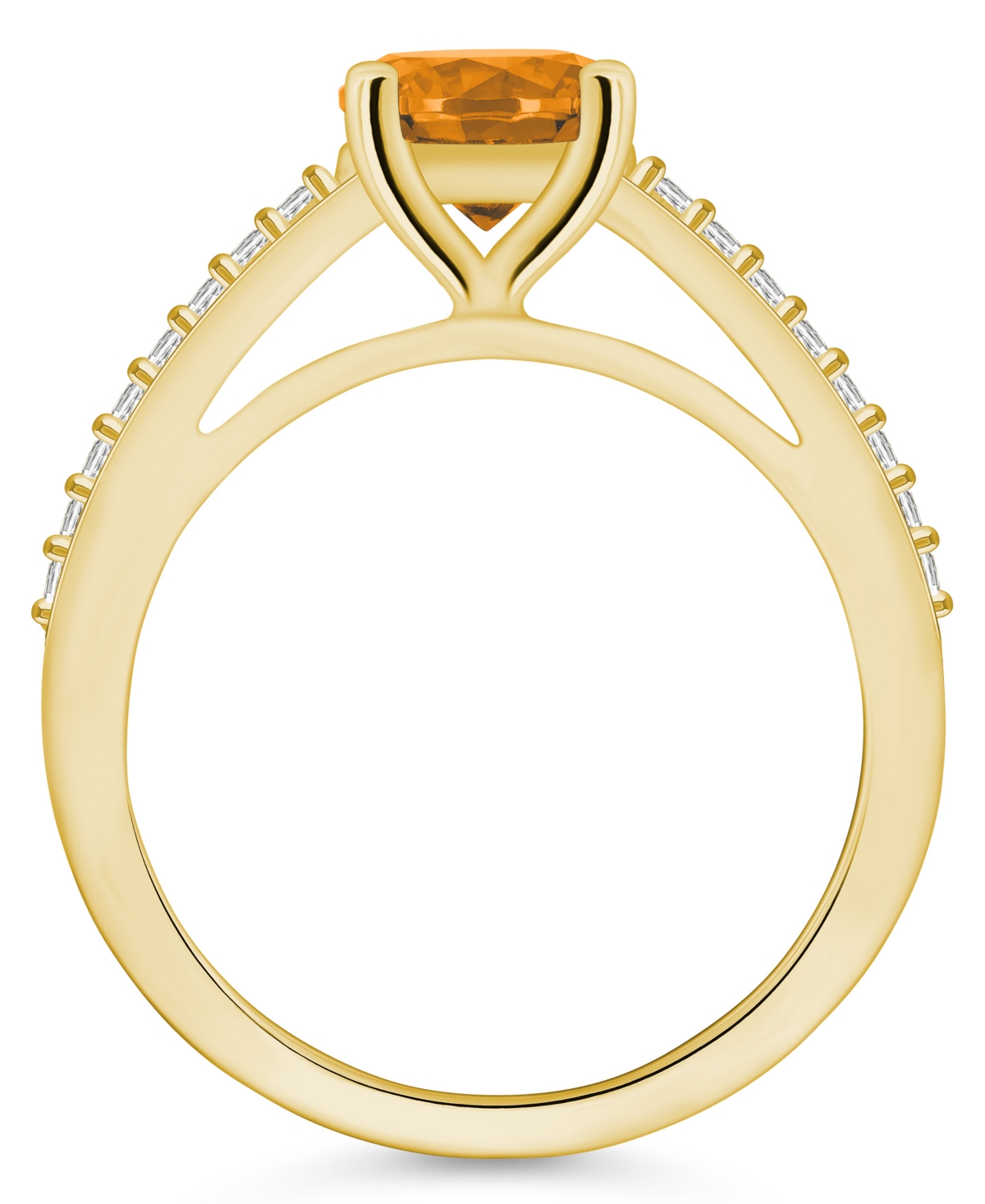 Macy's(1-1/4 ct. t.w.) and Diamond (1/6 ct. t.w.) Ring in 14K Yellow Gold - Citrine