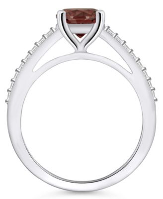 Garnet (1-5/8 ct. t.w.) and Diamond (1/6 ct. t.w.) Ring in 14K White Gold