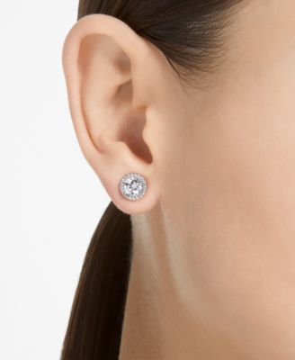 Silver-Tone Constella Pav&eacute; Button Earrings