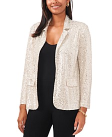 Women's Sequined Notched Collar Open-Front Jacket