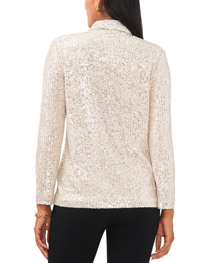 MSK Women's Sequined Notched Collar Open-Front Jacket - Macy's