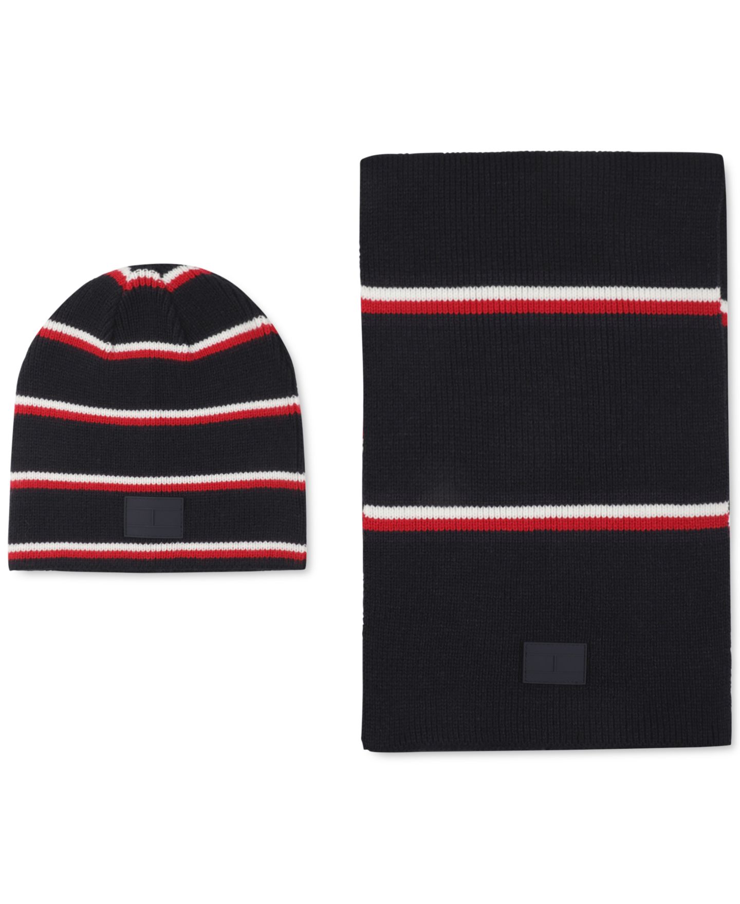 Мужские комплекты Tommy Hilfiger Global Stripe Beanie, Scarf & Gloves Set, цвет: Голубой / Белый — фото 2