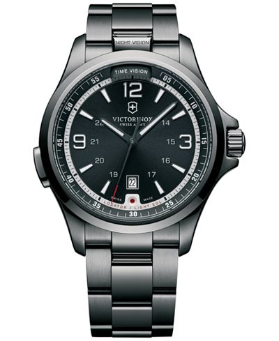 Victorinox Swiss Army Men's Night Vision Black Ice PVD-Finished Stainless Steel Bracelet Watch 42mm 241665 - First at Macy's!