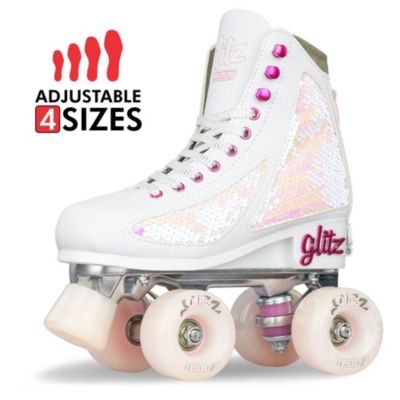 Glitz Adjustable Roller Skates For Women And Girls - Size Adjustable To Fit 4 Sizes