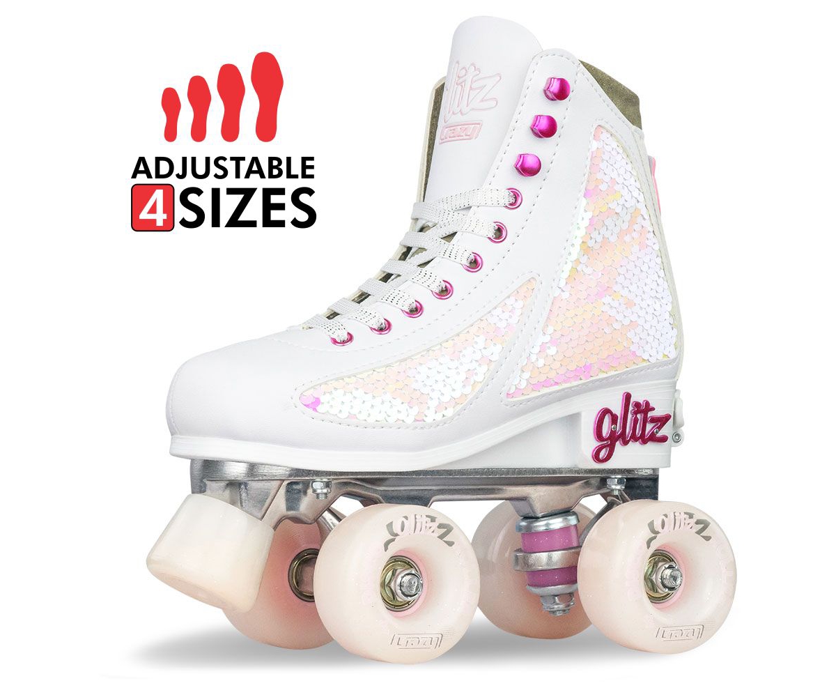 Crazy Skates Glitz Adjustable Roller Skates For Women And Girls - Size Adjustable To Fit 4 Sizes