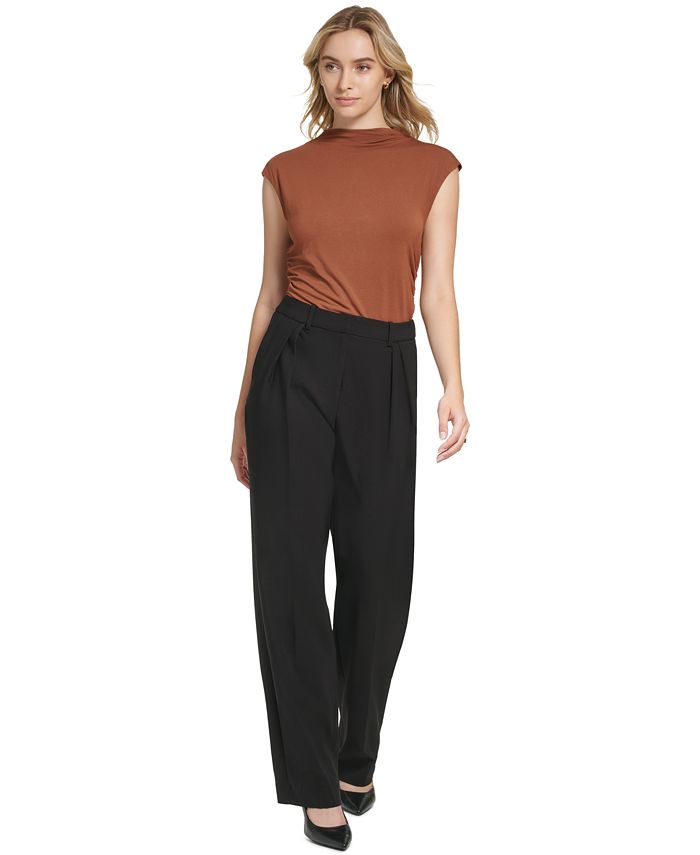 Calvin Klein Women's Sleeveless Mock-Neck Top Black Size XS