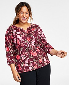 Plus Size Floral Print Top, Created for Macy's