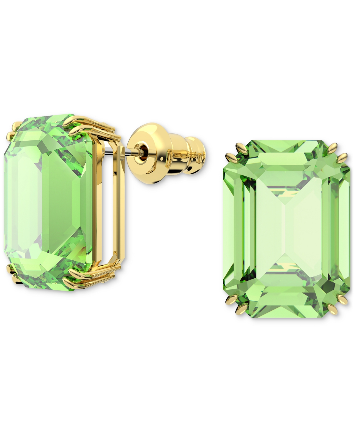Shop Swarovski Gold-tone Millenia Green Stone Stud Earrings In Bright Green
