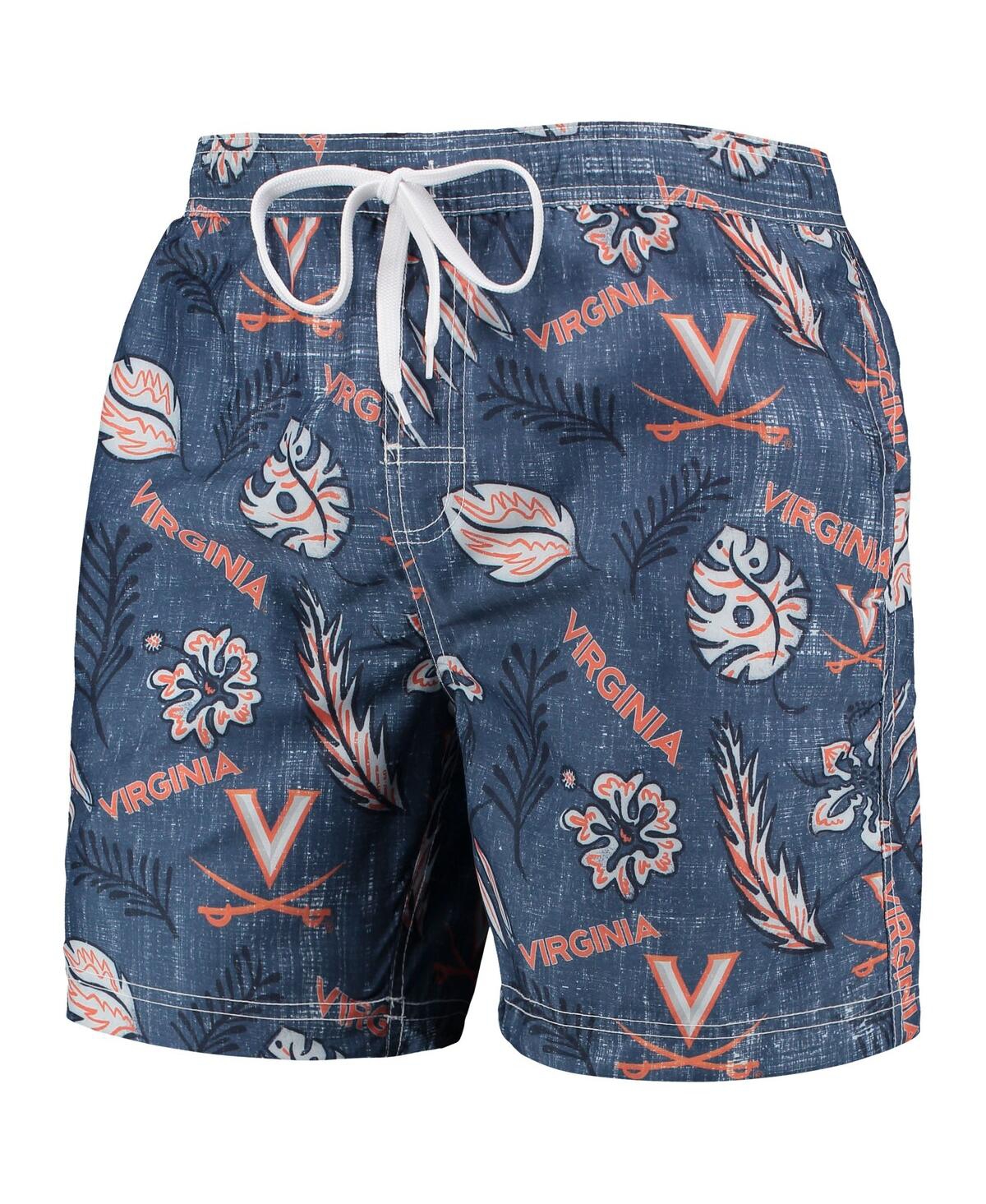 Wes & Willy Men's  Navy Virginia Cavaliers Vintage-like Floral Swim Trunks In Navy