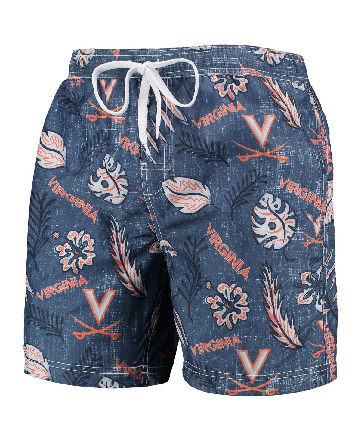 Shop Wes & Willy Men's  Navy Virginia Cavaliers Vintage-like Floral Swim Trunks