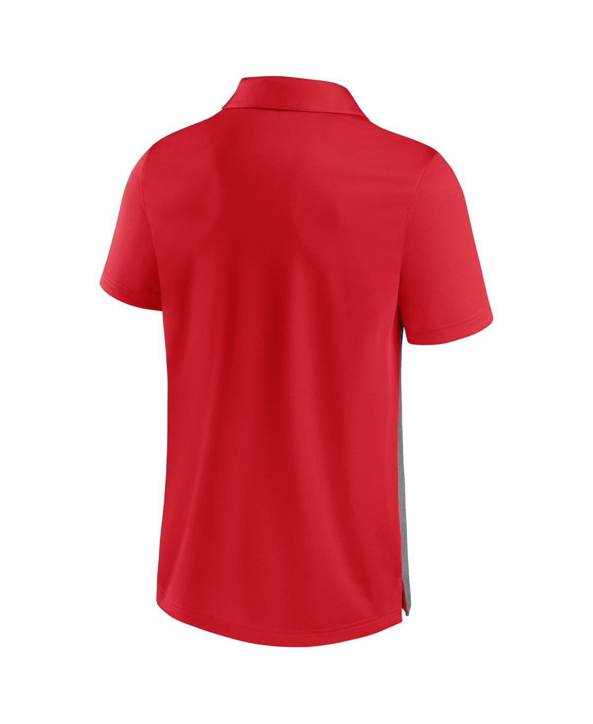 Fanatics Men's  Red And Heathered Gray Wisconsin Badgers Split Block Color Block Polo Shirt In Red,heathered Gray
