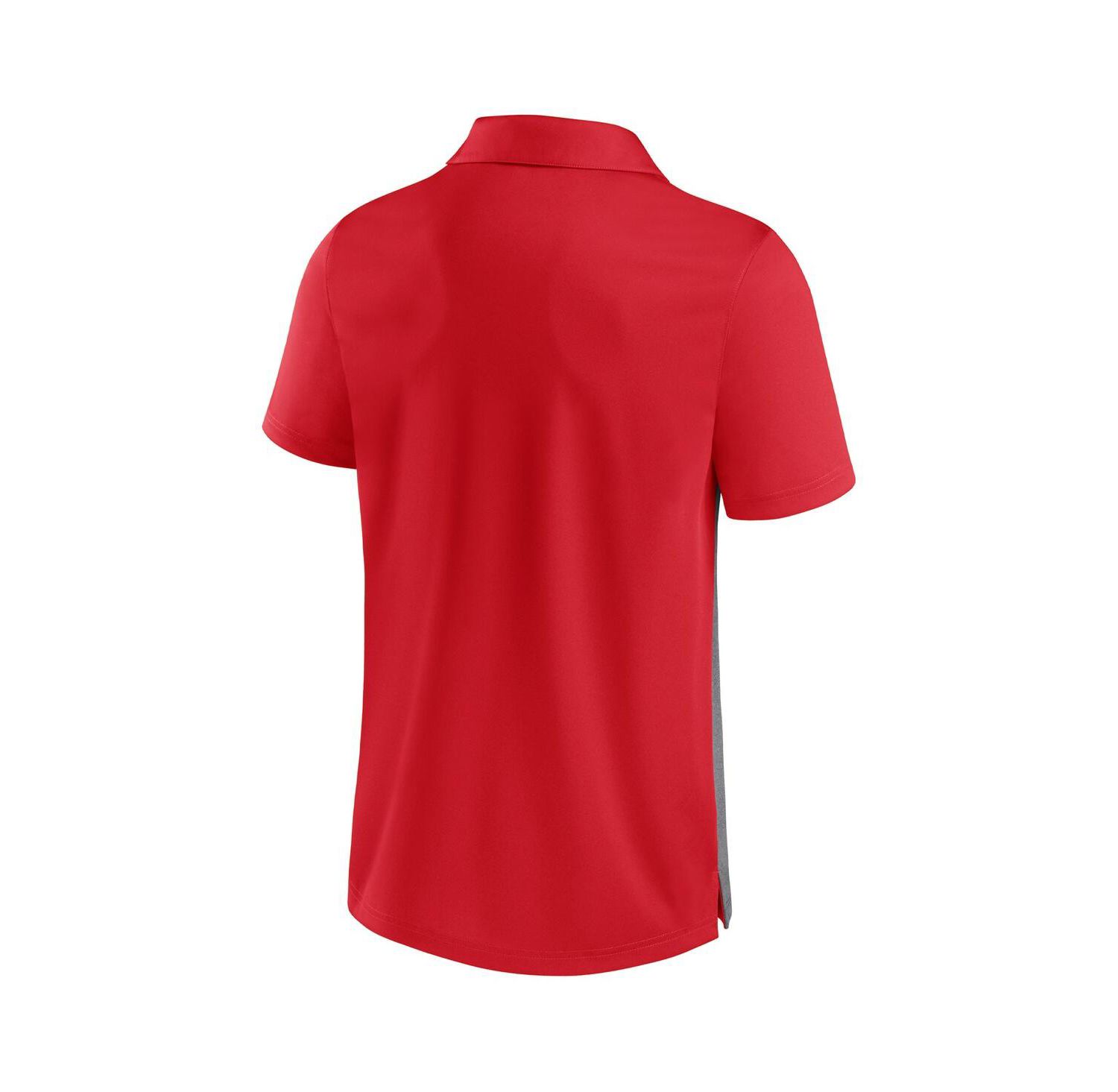 Men's Red and Heathered Gray Wisconsin Badgers Split Block Color Block Polo Shirt
