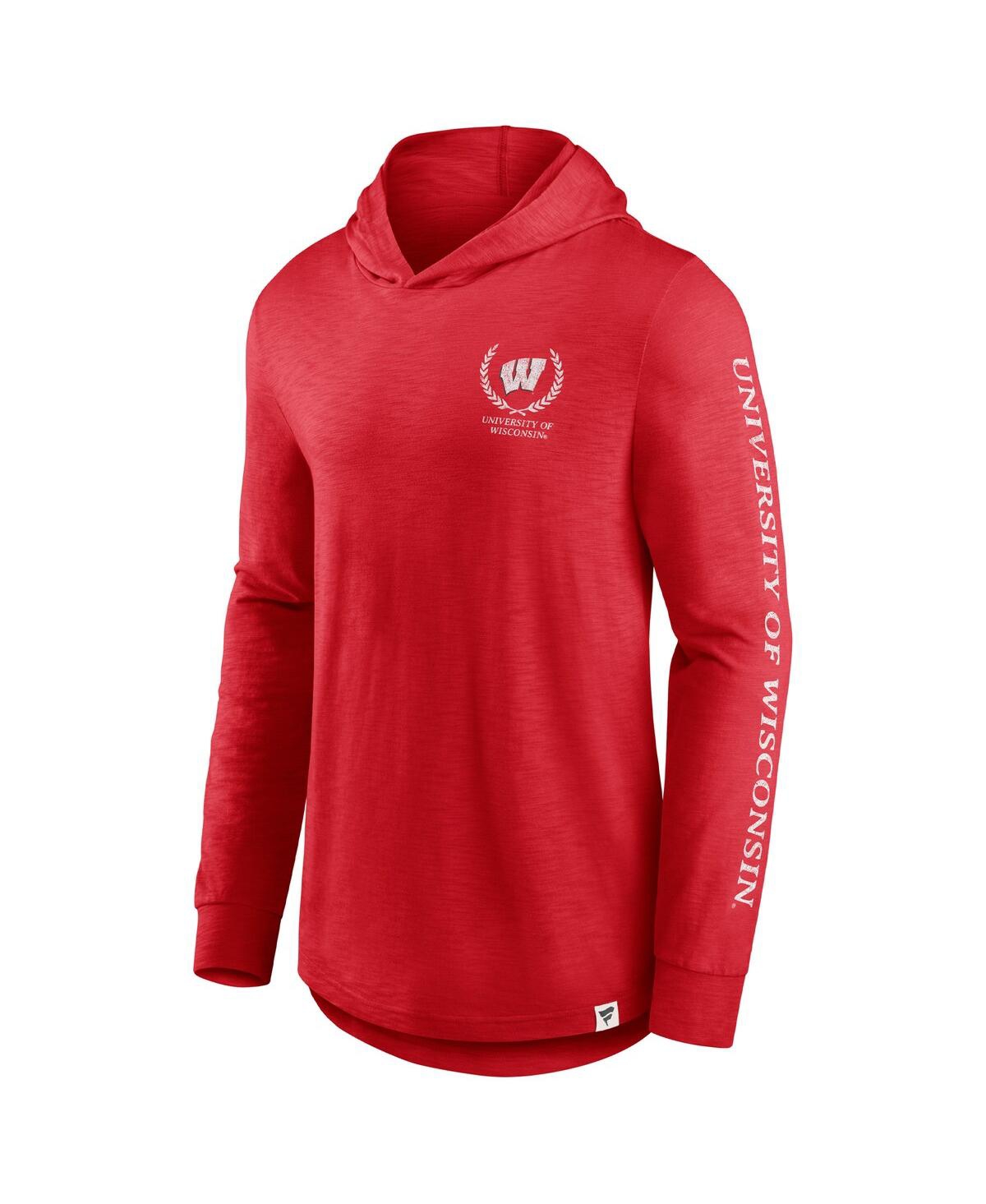 Men's FanaticsWisconsin Badgers Photo Finish Hoodie Long Sleeve T-shirt - Red
