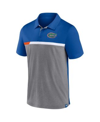 Men's Royal and Heathered Gray Florida Gators Split Block Color Block Polo Shirt
