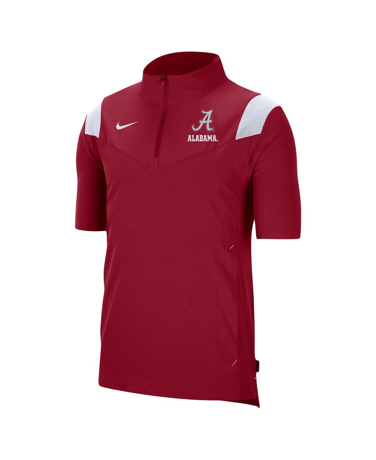 Shop Nike Men's  Crimson Alabama Crimson Tide Coach Short Sleeve Quarter-zip Jacket
