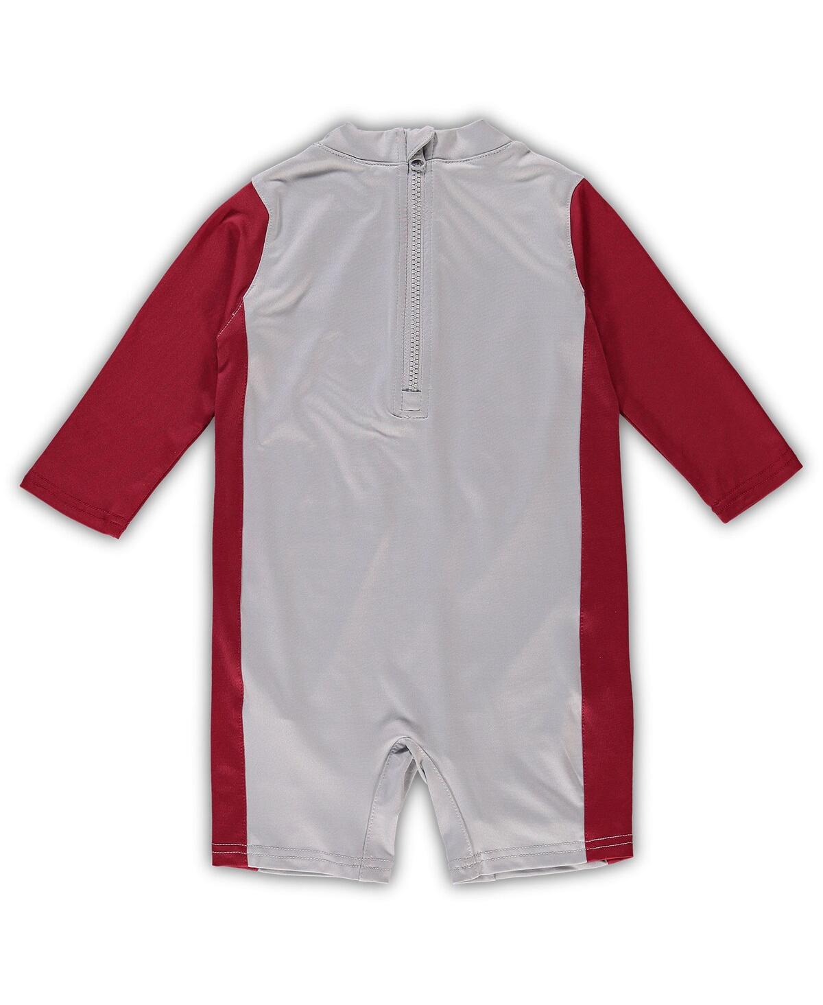 Outerstuff Infant Unisex Gray And Crimson Alabama Crimson Tide Wave Runner Wetsuit In Gray,crimson