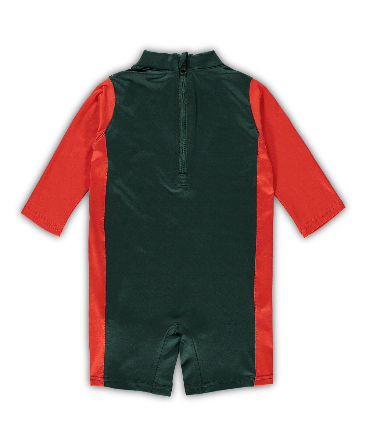 Outerstuff Infant Unisex Green And Orange Miami Hurricanes Wave Runner Wetsuit In Green,orange