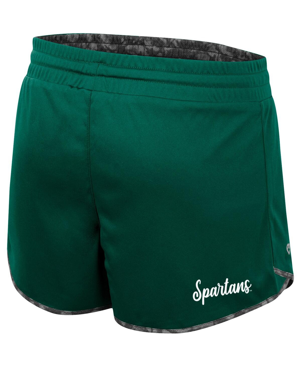 Shop Colosseum Women's  Green, Charcoal Michigan State Spartans Fun Stuff Reversible Shorts In Green,charcoal