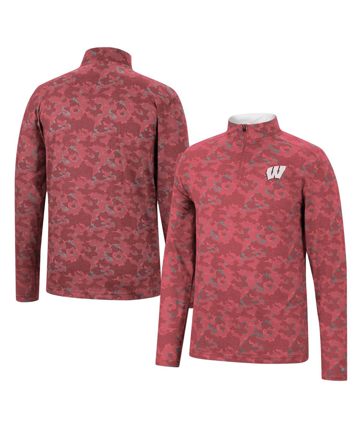 Shop Colosseum Men's  Red Wisconsin Badgers Tivo Quarter-zip Jacket