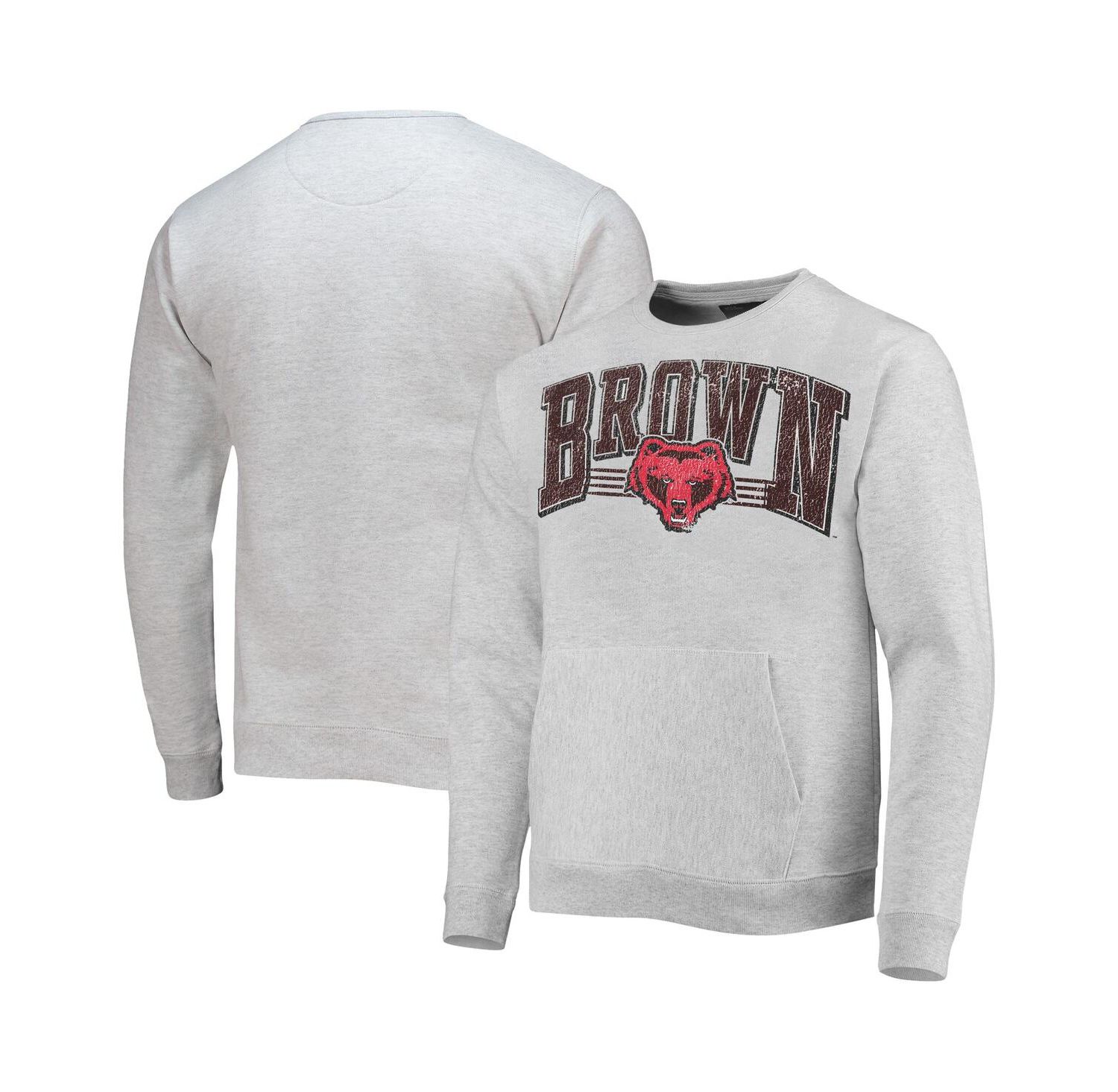 Men's Heathered Gray Brown Bears Upperclassman Pocket Pullover Sweatshirt