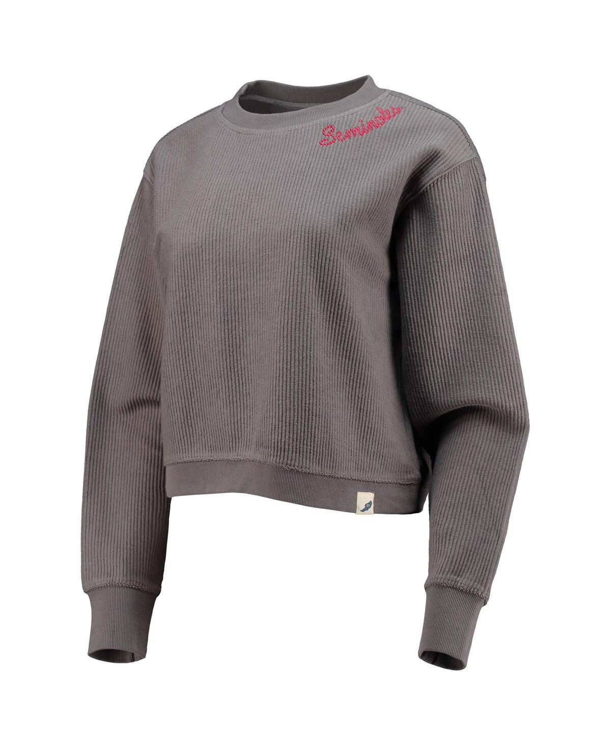 Women's League Collegiate WearFlorida State Seminoles Corded Timber Cropped Pullover Sweatshirt - Charcoal