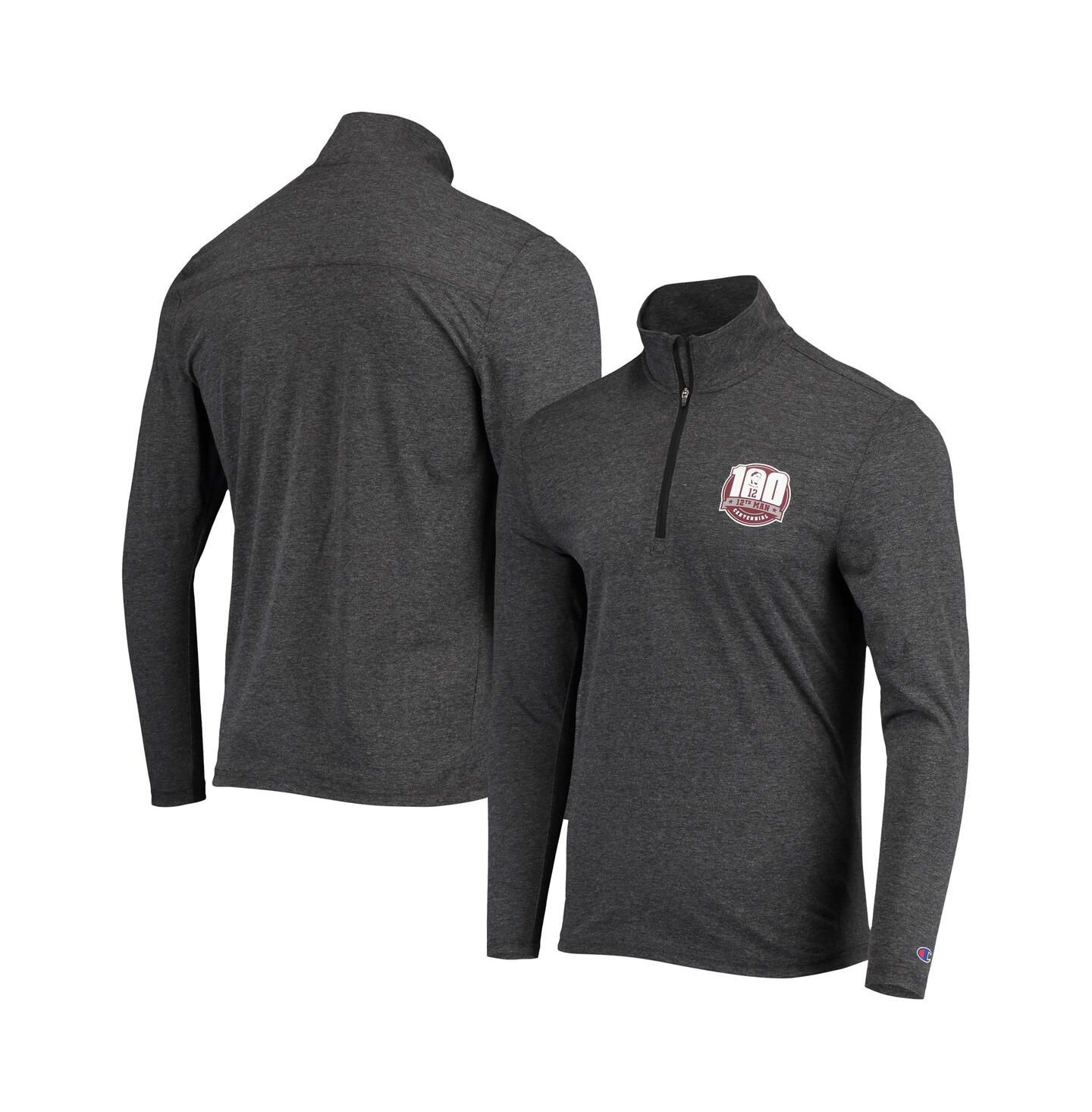 Мужская куртка Champion Heathered Black Texas A&M Aggies 12th Man Centennial Field Day Quarter-Zip — фото 1