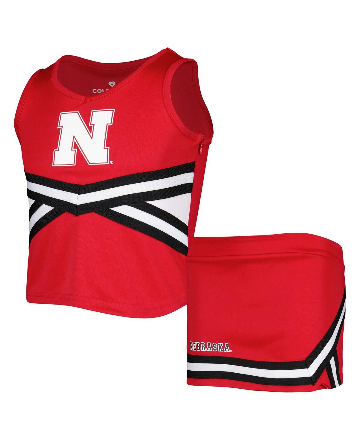 Colosseum Girls Youth  Scarlet Nebraska Huskers Carousel Cheerleader Set In Scarlet