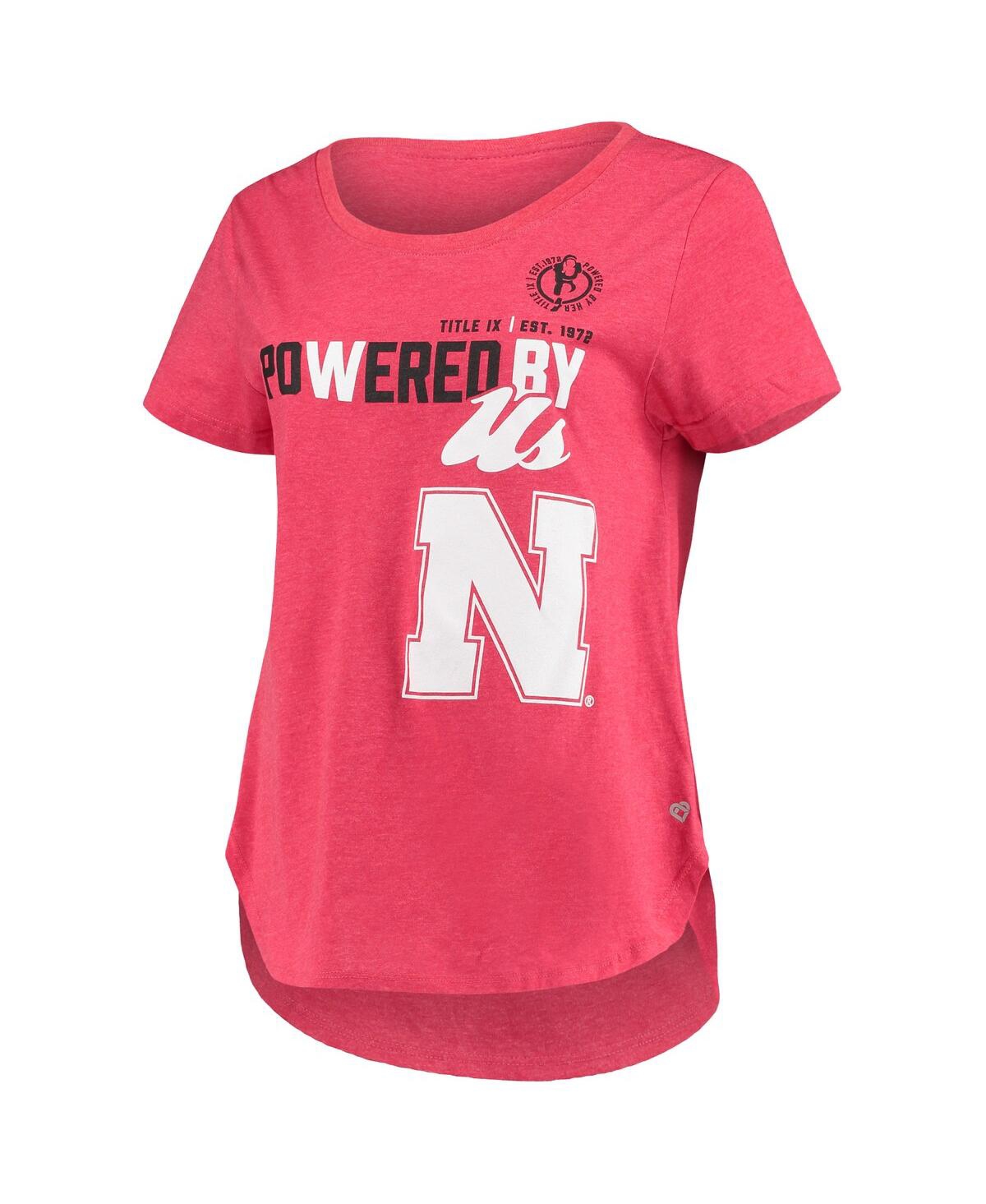 Colosseum Women's  Heathered Scarlet Nebraska Huskers Powered By Title Ix T-shirt In Heathered Scarlet