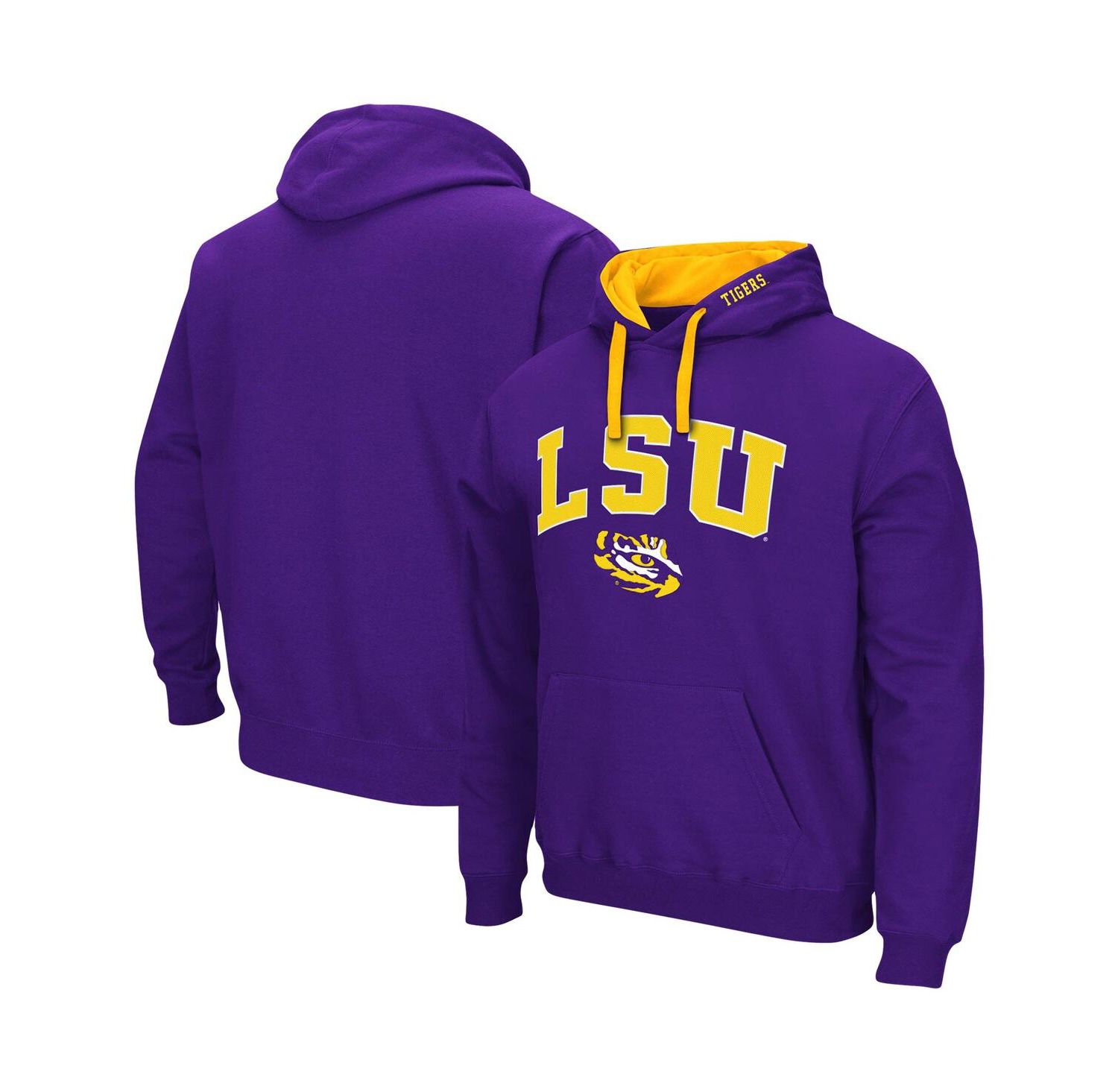 Men's Purple LSU Tigers Big and Tall Arch & Logo 2.0 Pullover Hoodie