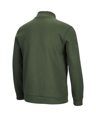 Men's Olive Nebraska Huskers OHT Military-Inspired Appreciation Digit Quarter-Snap Jacket