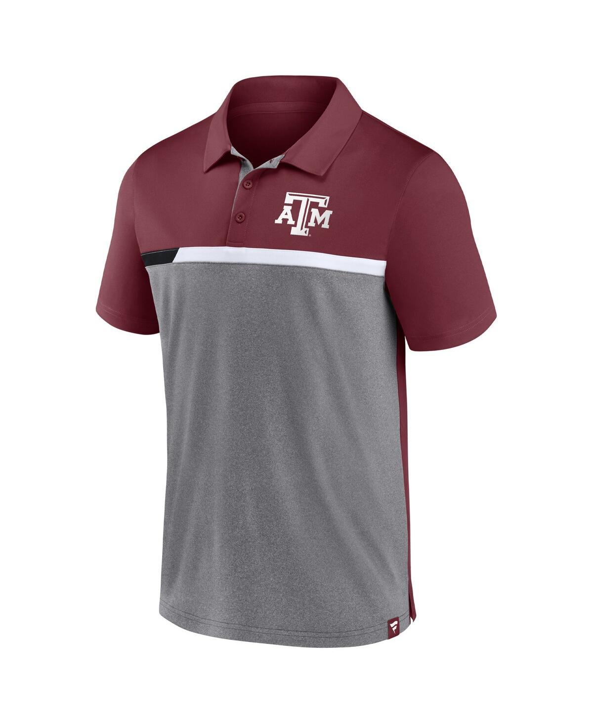 Fanatics Men's  Maroon And Heathered Gray Texas A&m Aggies Split Block Color Block Polo Shirt In Maroon,heathered Gray