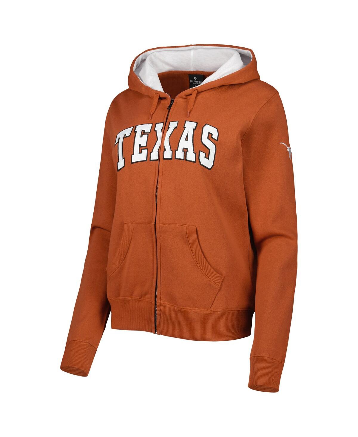 Women's ColosseumTexas Longhorns Arched Name Full-Zip Hoodie - Texas Orange