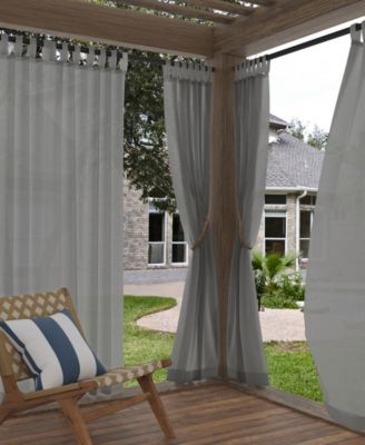 Amina Open Weave Indoor or Outdoor Sheer Tab Top Curtain Panel Collection