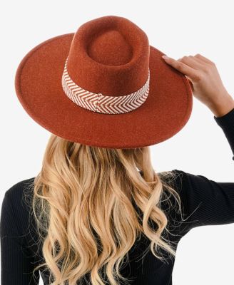 Women's Chevron Trim Wool Blend Panama Hat