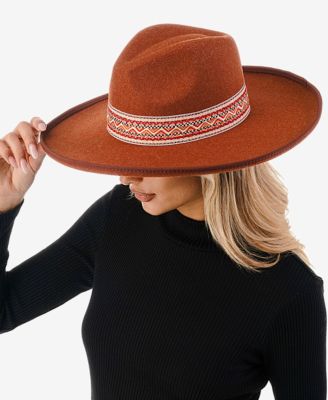 Women's Chevron Trim Wool Blend Panama Hat