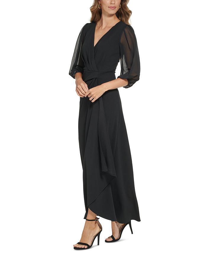 Rachel Roy Women's Plus Scuba Crepe Faux Wrap Dress Black Size 18W