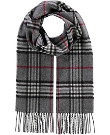 Women's Cashmere Classic Plaid Scarf with Fringe