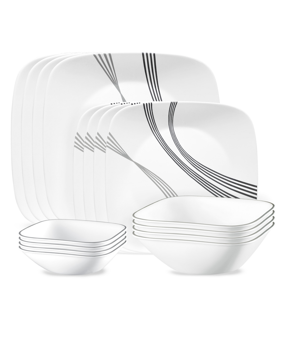 Urban Arc 16 Piece Dinnerware Set, Service for 4 - White