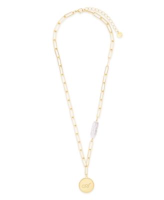 Biwa Imitation Imitation Pearl Micaela Initial Pendant