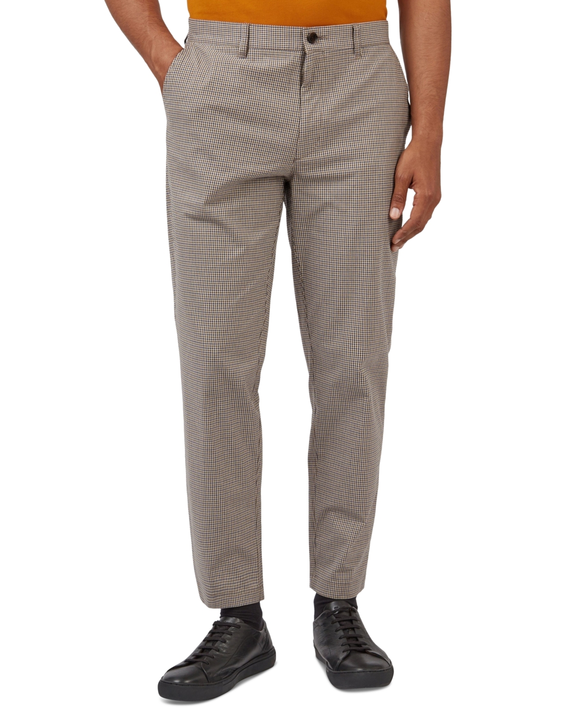 Shop Ben Sherman Men's Mini-check Slim Taper Pants In Chestnut