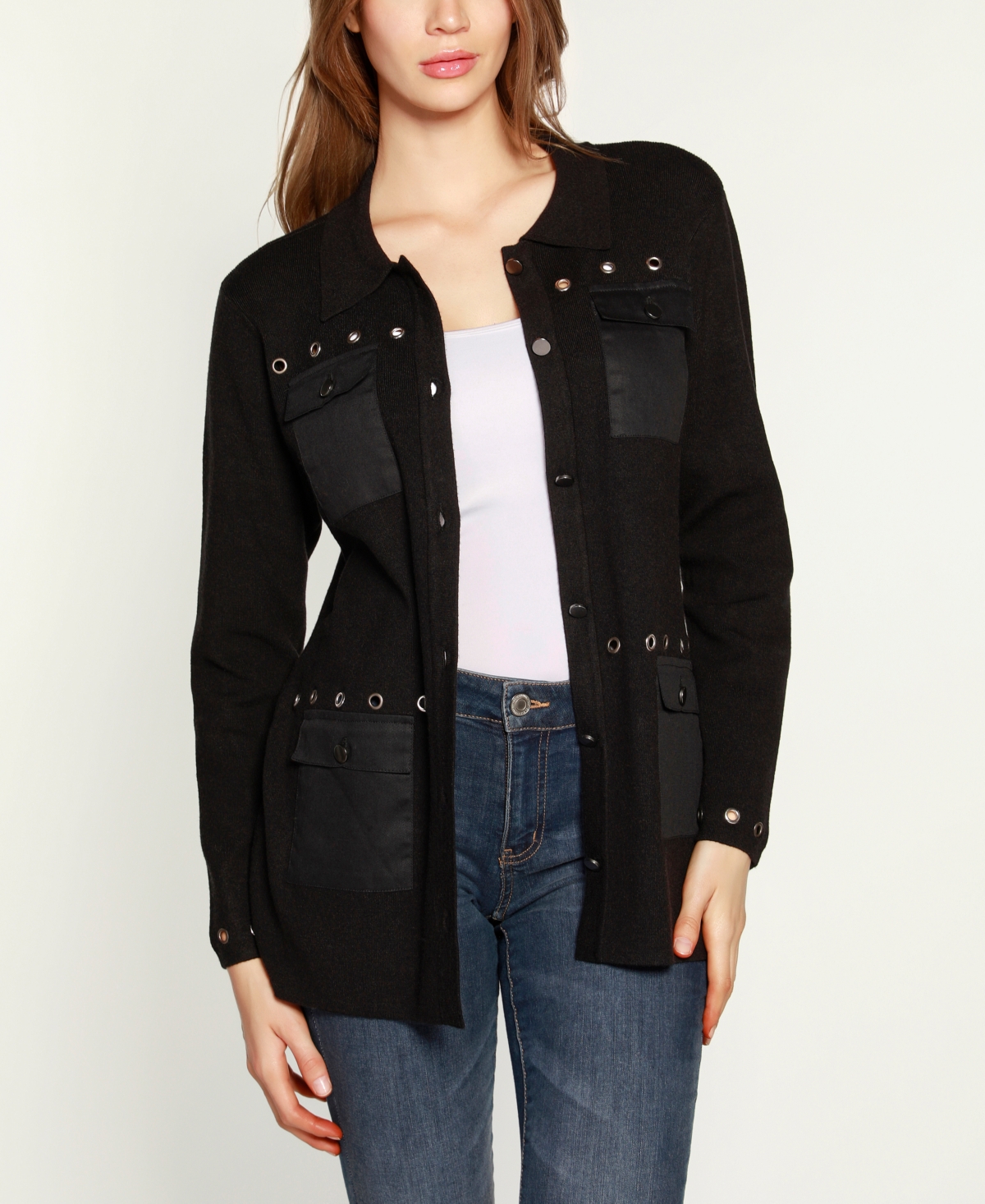 Belldini Women s Black Label Utility Shacket Sweater Smart Closet