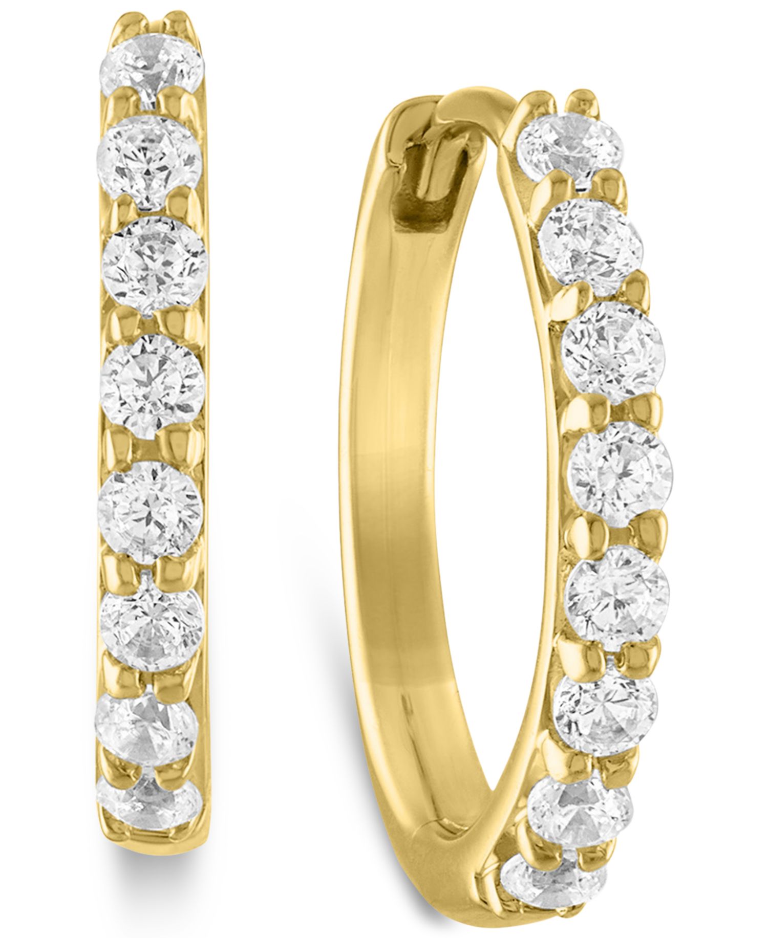 Lab-Created Diamond Small Hoop Earrings (1/4 ct. t.w.) in 10k White or Yellow Gold
